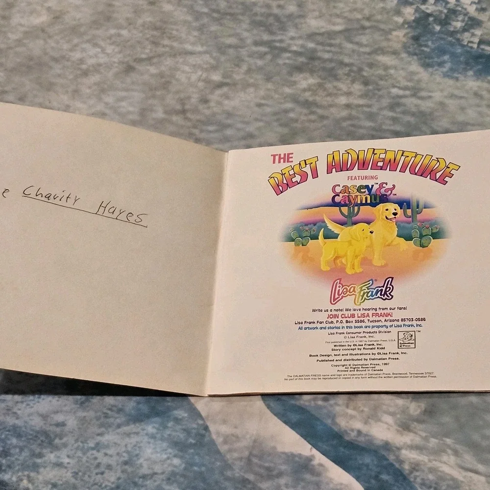 Vintage Lisa Frank The Best Adventure Casey & Caymus Kids Book 1997